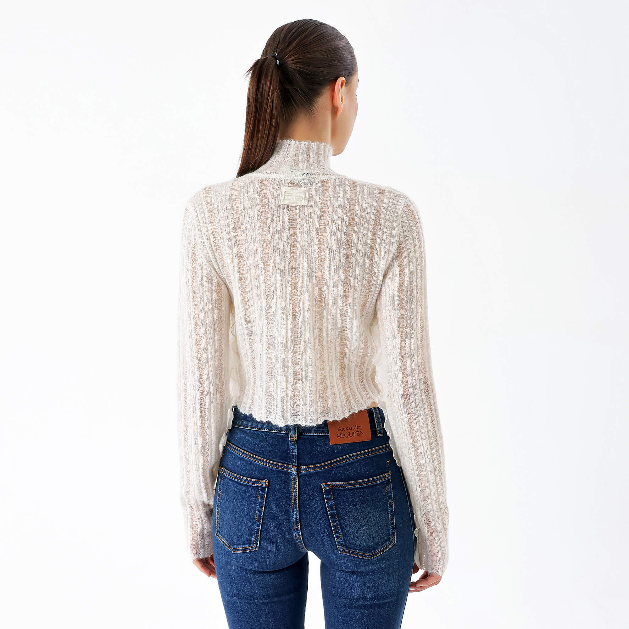 Fendi - White Lace Thin Crop Sweater